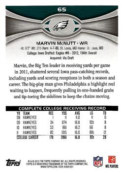 2012 Topps #65 Marvin McNutt Back