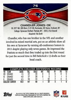 2012 Topps #76 Chandler Jones Back