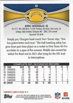 2012 Topps #8 Eric Weddle Back