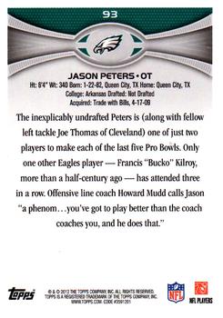 2012 Topps #93 Jason Peters Back