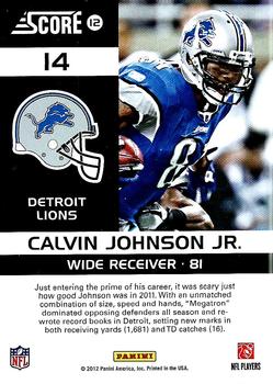 2012 Score - Complete Players Glossy #14 Calvin Johnson Back