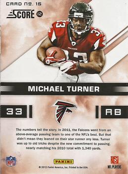 2012 Score - In the Zone #15 Michael Turner Back