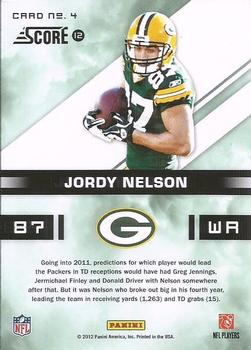2012 Score - In the Zone #4 Jordy Nelson Back