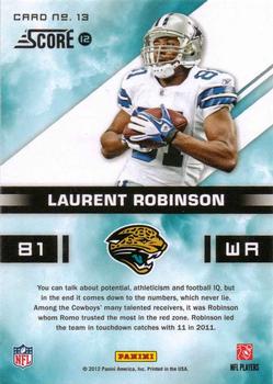 2012 Score - In the Zone #13 Laurent Robinson Back