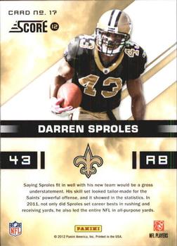 2012 Score - In the Zone #17 Darren Sproles Back