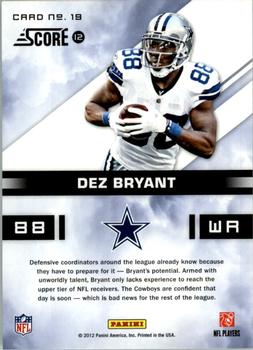 2012 Score - In the Zone #19 Dez Bryant Back