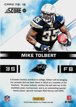 2012 Score - In the Zone Glossy #18 Mike Tolbert Back
