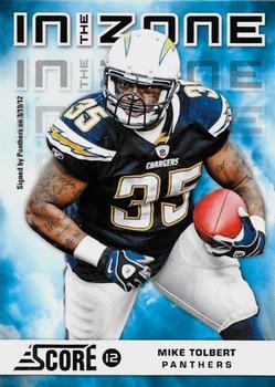 2012 Score - In the Zone Glossy #18 Mike Tolbert Front