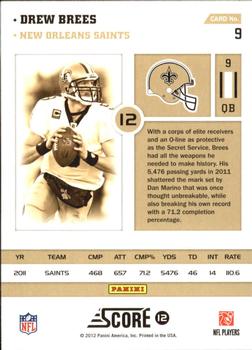 2012 Score - Numbers Game #9 Drew Brees Back