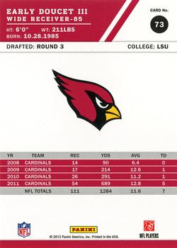 2012 Score - Scorecard #73 Early Doucet III Back