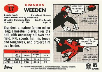 2012 Topps - 1957 Red #17 Brandon Weeden Back