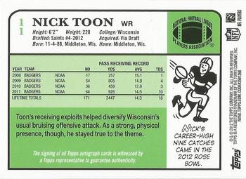 2012 Topps - 1984 Autographs #11 Nick Toon Back