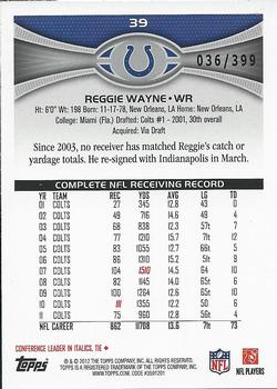 2012 Topps - Camo #39 Reggie Wayne Back
