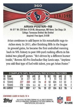2012 Topps - Camo #360 Arian Foster Back