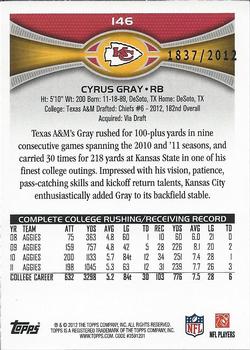 2012 Topps - Gold #146 Cyrus Gray Back