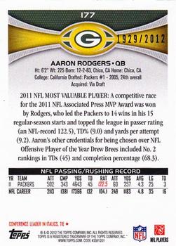 2012 Topps - Gold #177 Aaron Rodgers Back