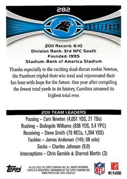 2012 Topps - Gold #282 Panthers Team Leaders Back
