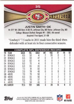 2012 Topps - Gold #35 Justin Smith Back