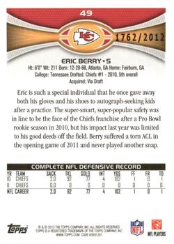 2012 Topps - Gold #49 Eric Berry Back