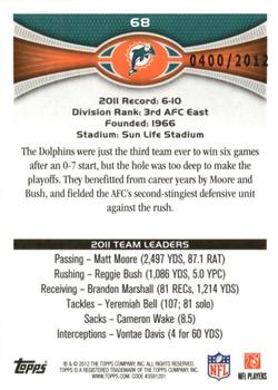 2012 Topps - Gold #68 Dolphins Team Leaders Back