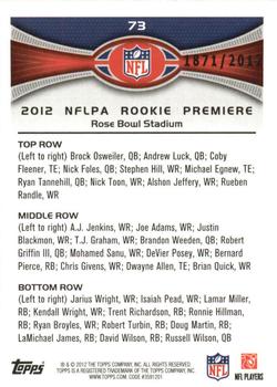 2012 Topps - Gold #73 2012 NFLPA Rookie Premiere Back