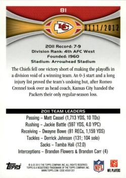 2012 Topps - Gold #81 Chiefs Team Leaders Back