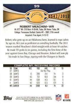 2012 Topps - Gold #99 Robert Meachem Back