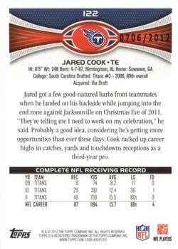 2012 Topps - Gold #122 Jared Cook Back