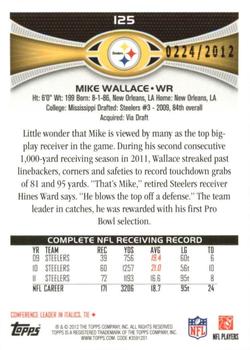 2012 Topps - Gold #125 Mike Wallace Back