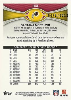 2012 Topps - Gold #153 Santana Moss Back