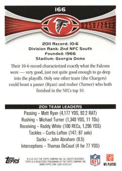 2012 Topps - Gold #166 Falcons Team Leaders Back