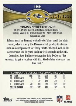 2012 Topps - Gold #199 Tommy Streeter Back