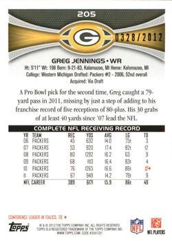 2012 Topps - Gold #205 Greg Jennings Back