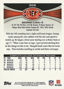 2012 Topps - Gold #206 George Iloka Back