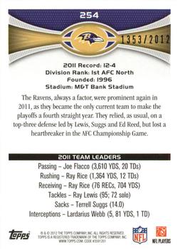 2012 Topps - Gold #254 Ravens Team Leaders Back