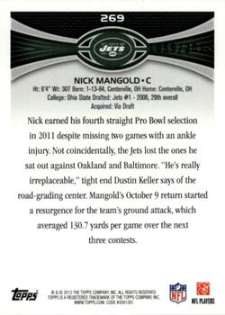 2012 Topps - Gold #269 Nick Mangold Back