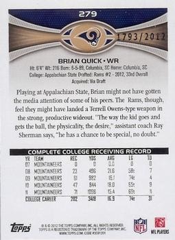 2012 Topps - Gold #279 Brian Quick Back