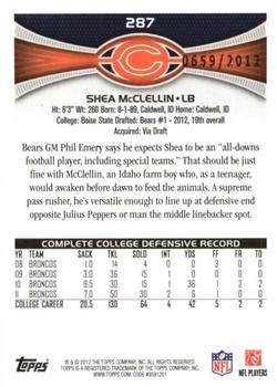 2012 Topps - Gold #287 Shea McClellin Back