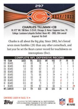 2012 Topps - Gold #297 Charles Tillman Back