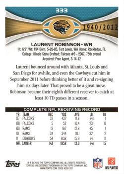 2012 Topps - Gold #333 Laurent Robinson Back
