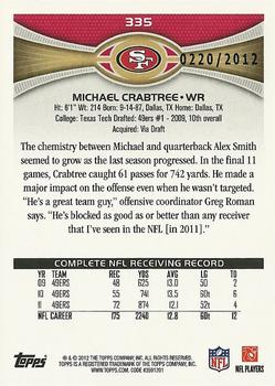 2012 Topps - Gold #335 Michael Crabtree Back