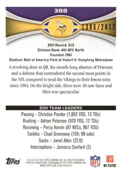 2012 Topps - Gold #388 Vikings Team Leaders Back