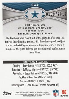 2012 Topps - Gold #403 Cowboys Team Leaders Back