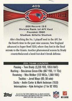 2012 Topps - Gold #409 Patriots Team Leaders Back