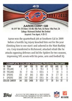 2012 Topps - Gold #413 Aaron Corp Back