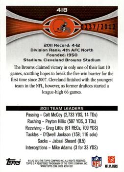 2012 Topps - Gold #418 Browns Team Leaders Back