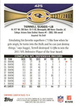 2012 Topps - Gold #425 Terrell Suggs Back