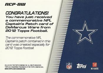 2012 Topps - NFL Captains Patches #NCP-DW DeMarcus Ware Back