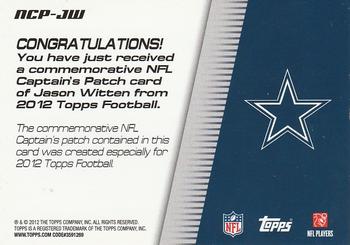 2012 Topps - NFL Captains Patches #NCP-JW Jason Witten Back