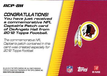 2012 Topps - NFL Captains Patches #NCP-DH DeAngelo Hall Back